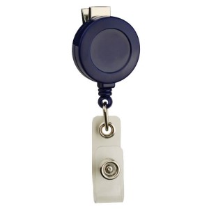 BADGE REEL, ROUND,SWIVEL CLIP, STRAP END FITTING, BLUE